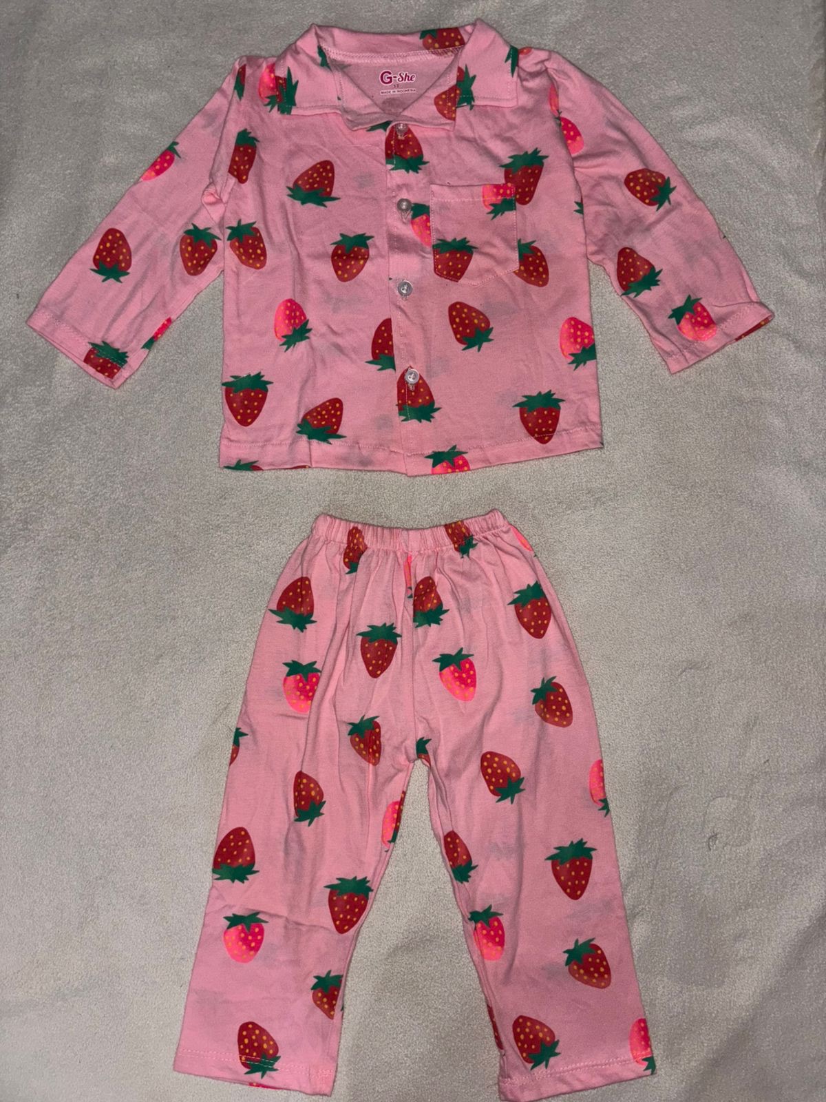 Piyama Anak Strawberry Sweet Pink Long Sleeve Set - Image 2