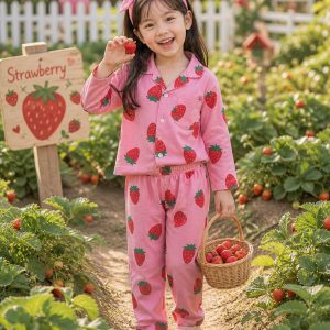 Piyama Anak Strawberry Sweet Pink Long Sleeve Set