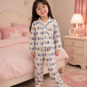 Piyama Anak Cream Letter Korean Style